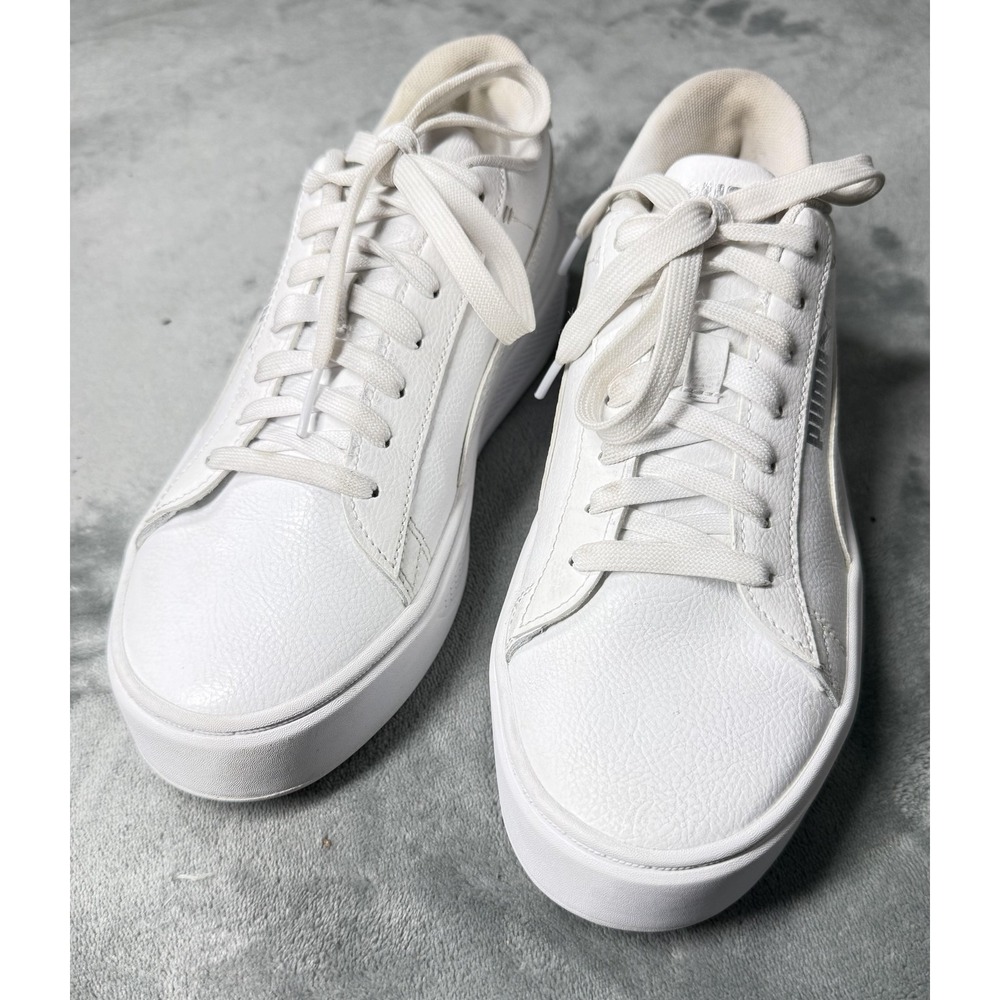 Puma Platform Shoes Womens Size 8.5 White SoftFoam+ Leather Casual 392253-01